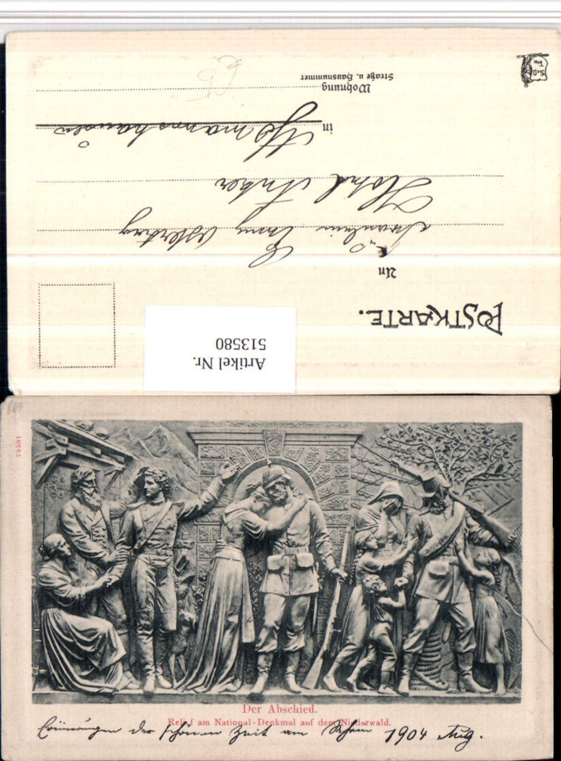 513580,Niederwald b. Rüdesheim National-Denkmal Relief Der Abschied