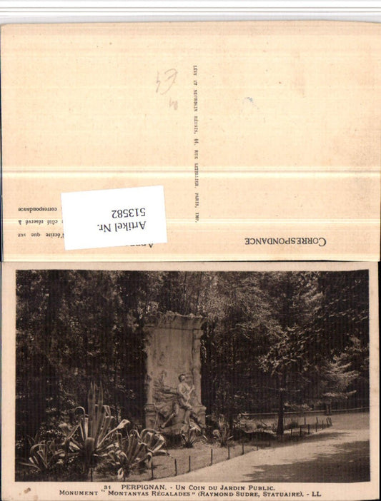 513582,Perpignan Jardin Public Monument Montanyas Regalades Statue
