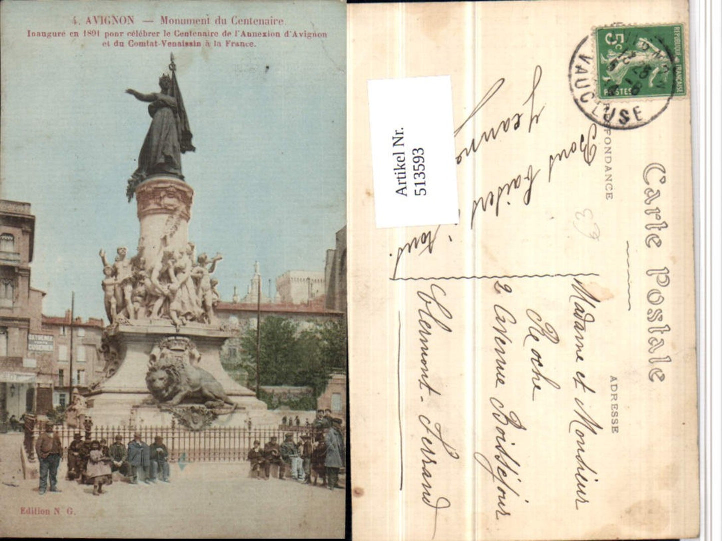 513593,Avignon Monument du Centenaire Statue