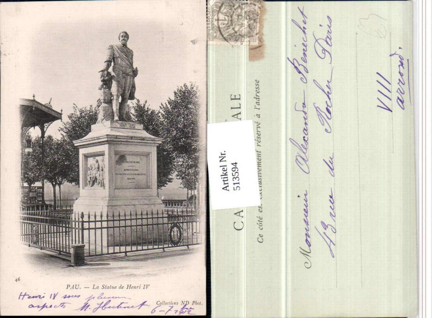 513594,Pau La Statue de Henri IV Denkmal