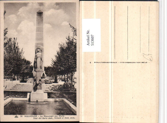 513607,Mulhouse Le Monument aux Morts Kriegerdenkmal