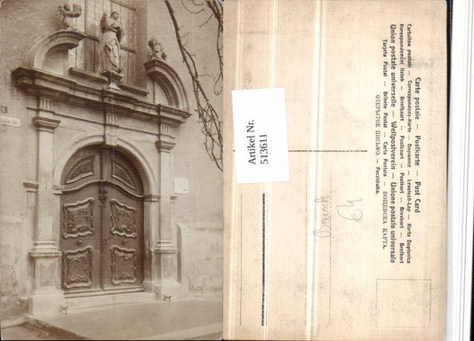 513611,Foto AK Tür Portal Statue Barock