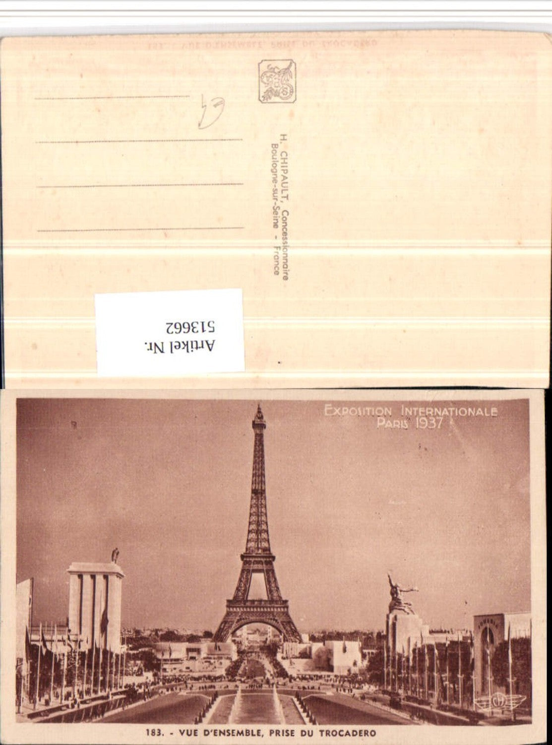 513662,Paris Exposition Internationale 1937 Tour Eiffel Eiffelturm Turm