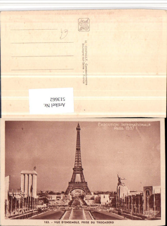 513662,Paris Exposition Internationale 1937 Tour Eiffel Eiffelturm Turm