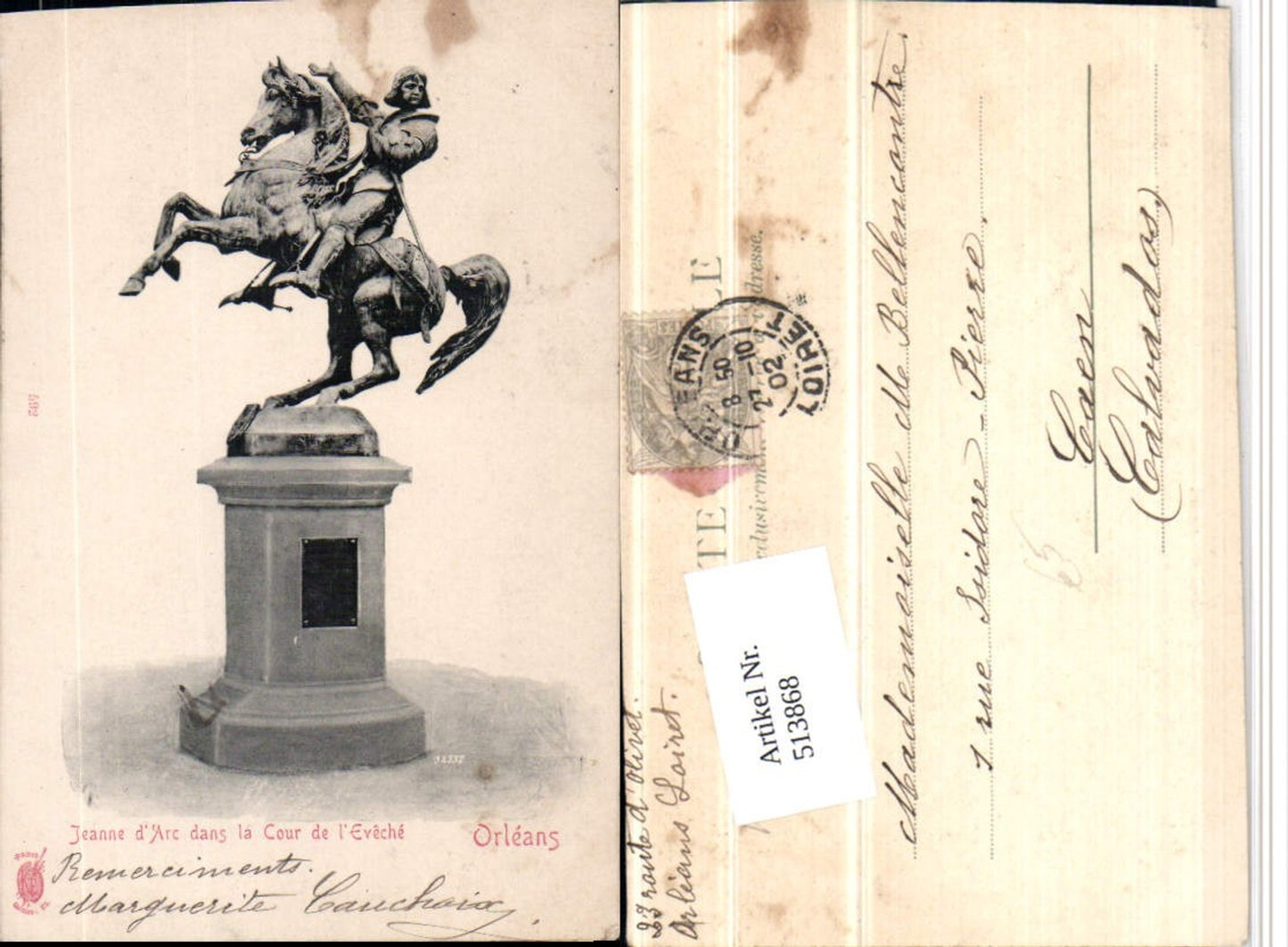 513868,Orleans Jeanne Arc dans la Cour de Eveche Statue