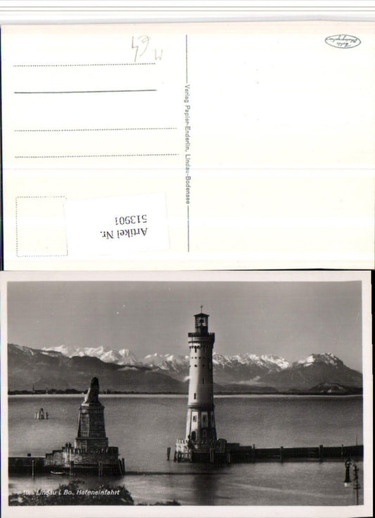 513901,Lindau im Bodensee Hafeneinfahrt Leuchtturm Bergkulisse