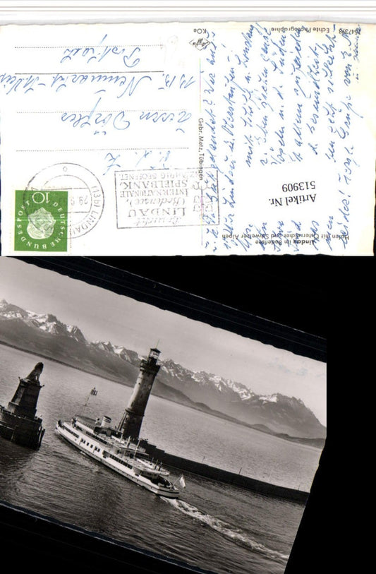513909,Lindau im Bodensee Hafen Dampfer Leuchtturm Bergkulisse