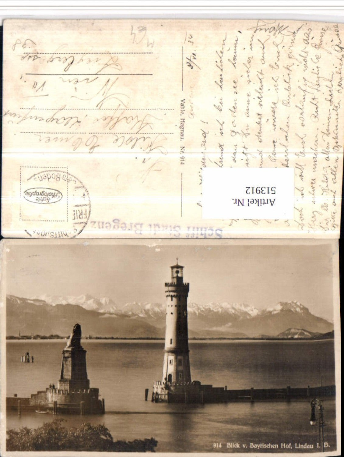 513912,Lindau im Bodensee Blick v. Bayrischen Hof Leuchtturm Bergkulisse