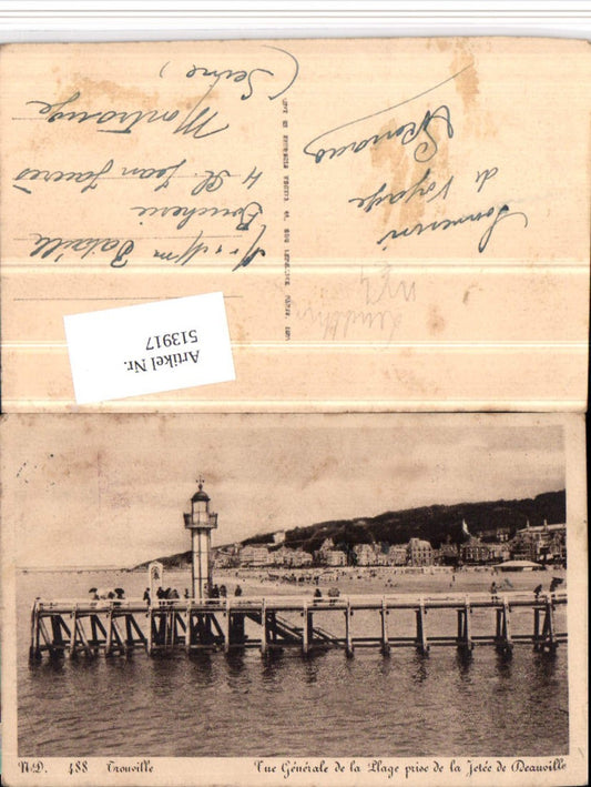513917,Trouville Vue Generale de la Plage prise de la Jetee Deauville Leuchtturm