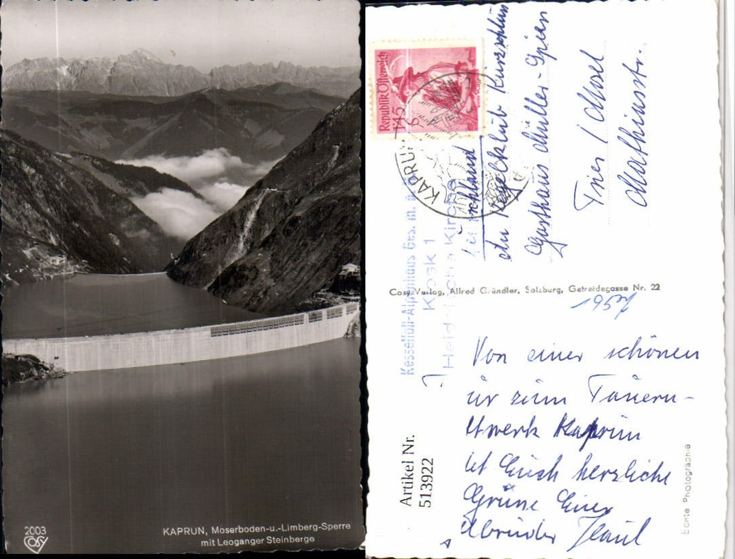 513922,Kaprun Moserboden- u. Limberg-Sperre Talsperre pub Cosy 2003