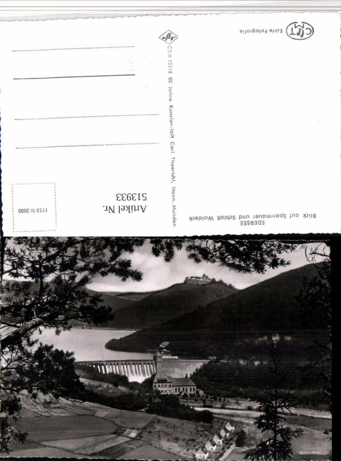 513933,Edersee Blick auf Sperrmauer u. Schloss Waldeck Talsperre