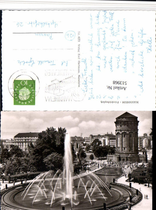 513968,Mannheim Friedrichsplatz Brunnen Wasserturm