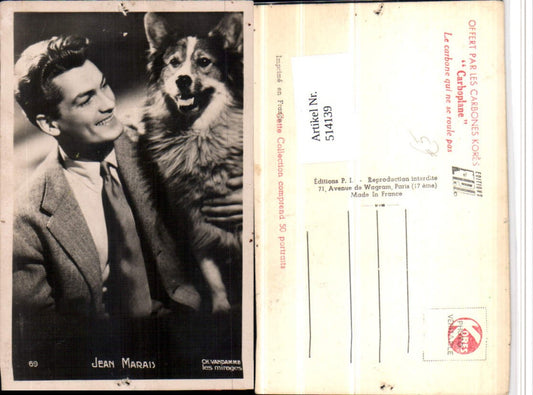 514139,Schauspieler Jean Marais Portrait Anzug Hund
