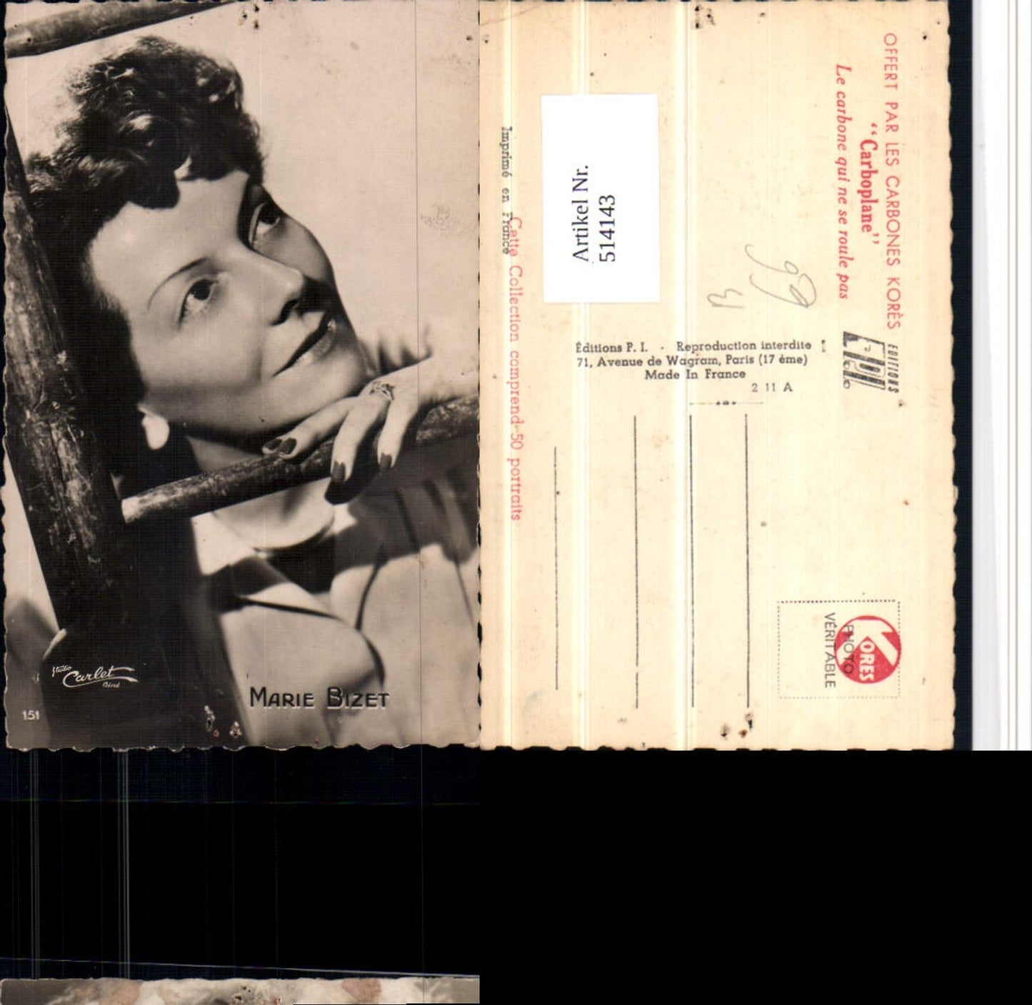 514143,Schauspielerin Germaine Prevost Marie Bizet Portrait