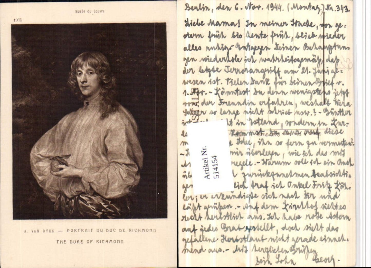 514154,Künstler AK A. Van Dyck Portrait du Duc de Richmond Adel