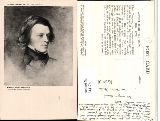 514174,Künstler AK Samuel Laurence Dichter Alfred Lord Tennyson Portrait
