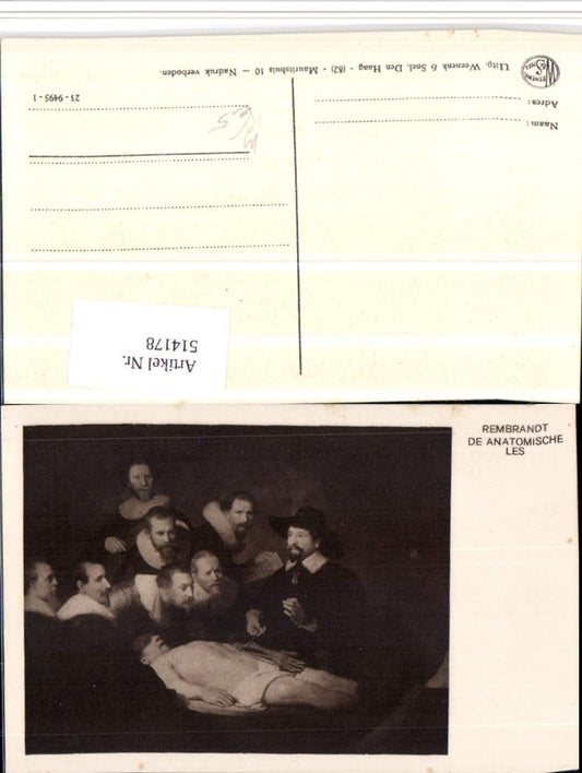 514178,Künstler AK Rembrandt De Anatomische Les Anatomie des Dr. Tulp