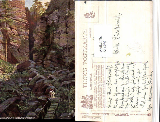 514760,Künstler AK Sächsische Schweiz Schwedenlöcher b. Rathen pub Tuck 659B