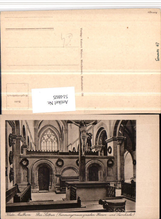 514865, Maulbronn Monastery Church Interior View Rood Screen Crucifix
