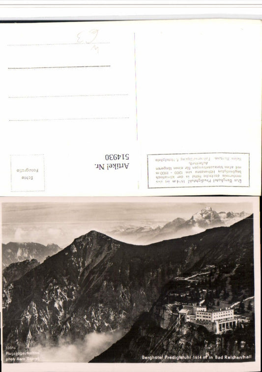 514930,Bad Reichenhall Berghotel Predigtstuhl Bergkulisse Fliegeraufnahme