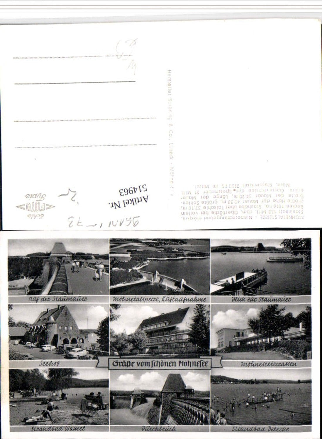 514963,Möhnesee Talsperre Seehof Strandbad Mehrbildkarte