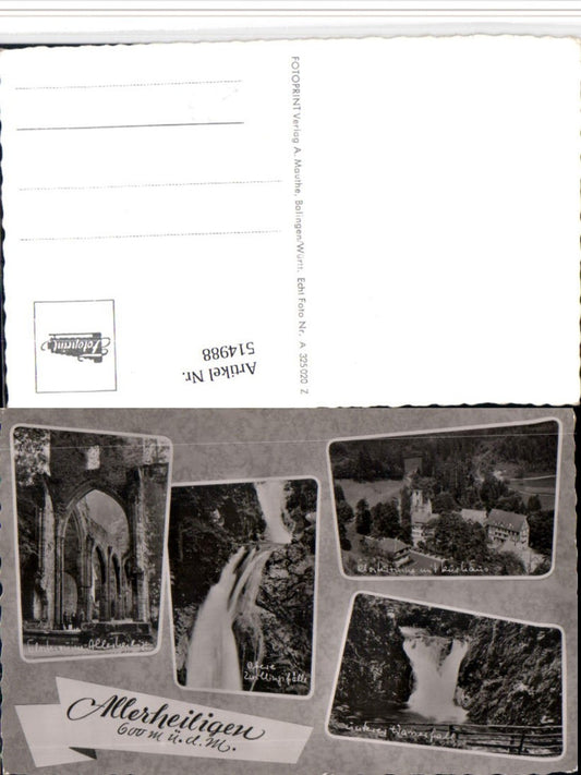 514988, Allerheiligen near Oppenau, Monastery Ruins, Waterfall, Multi-view postcard