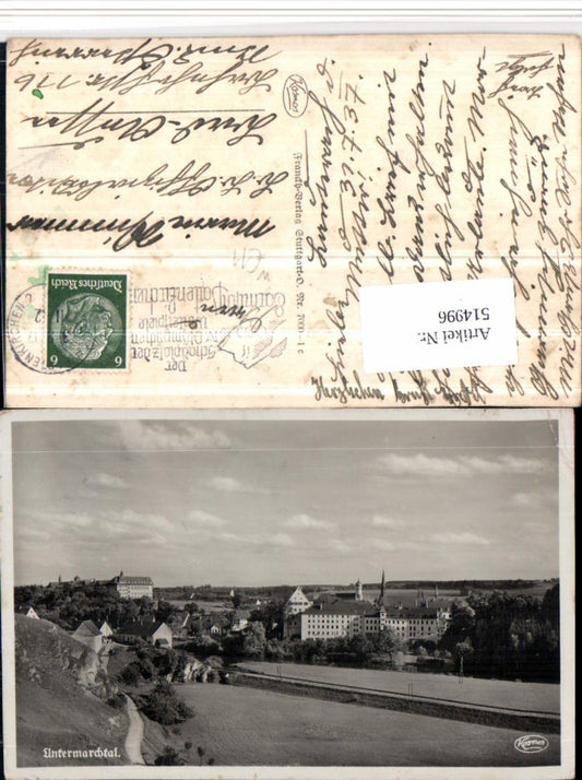 514996,Untermarchtal Teilansicht Kloster 4 Olympische Spiele Garmisch Stempel