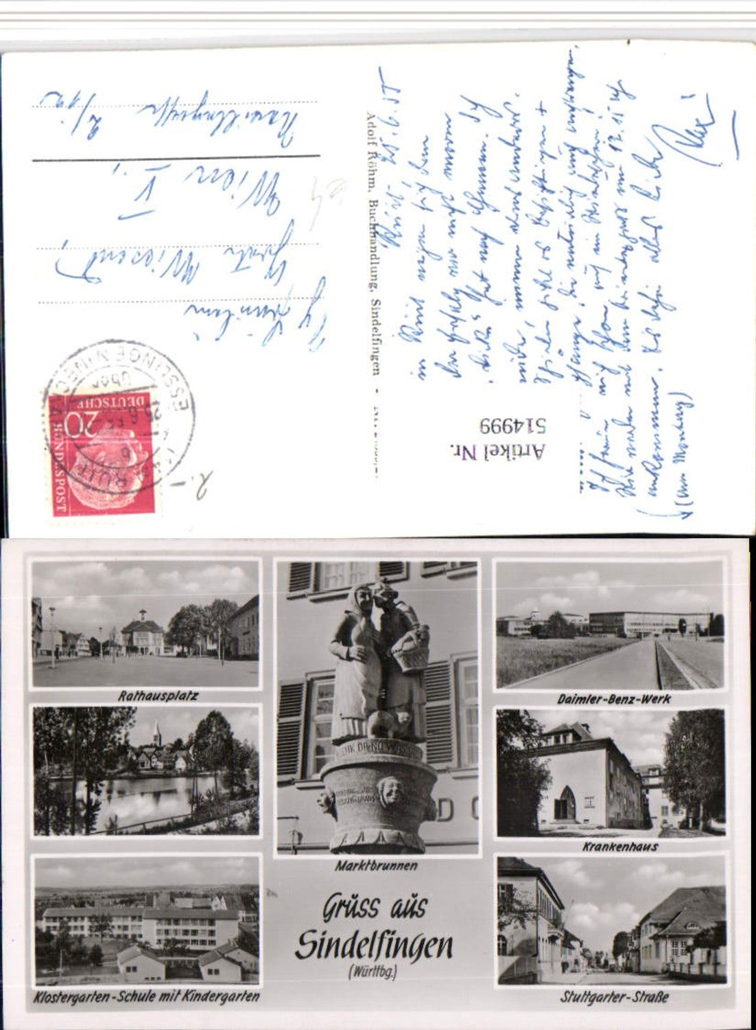 514999,Sindelfingen Rathaus Brunnen Krankenhaus Schule Mehrbildkarte