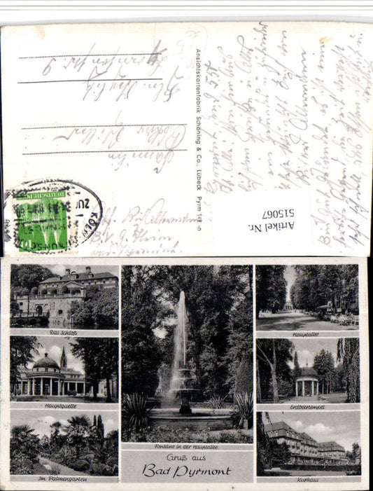 515067,Bad Pyrmont Kurhaus Schloss Brunnen Bahnpost Köln – Braunschweig