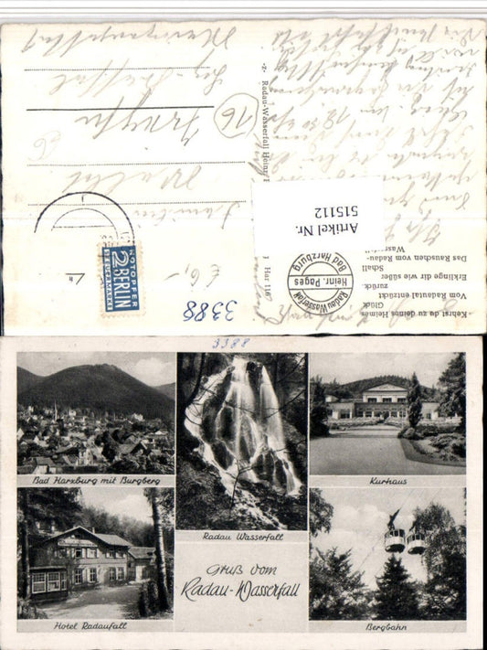 515112,Bad Harzburg Totale Kurhaus Seilbahn Wasserfall Hotel Mehrbildkarte