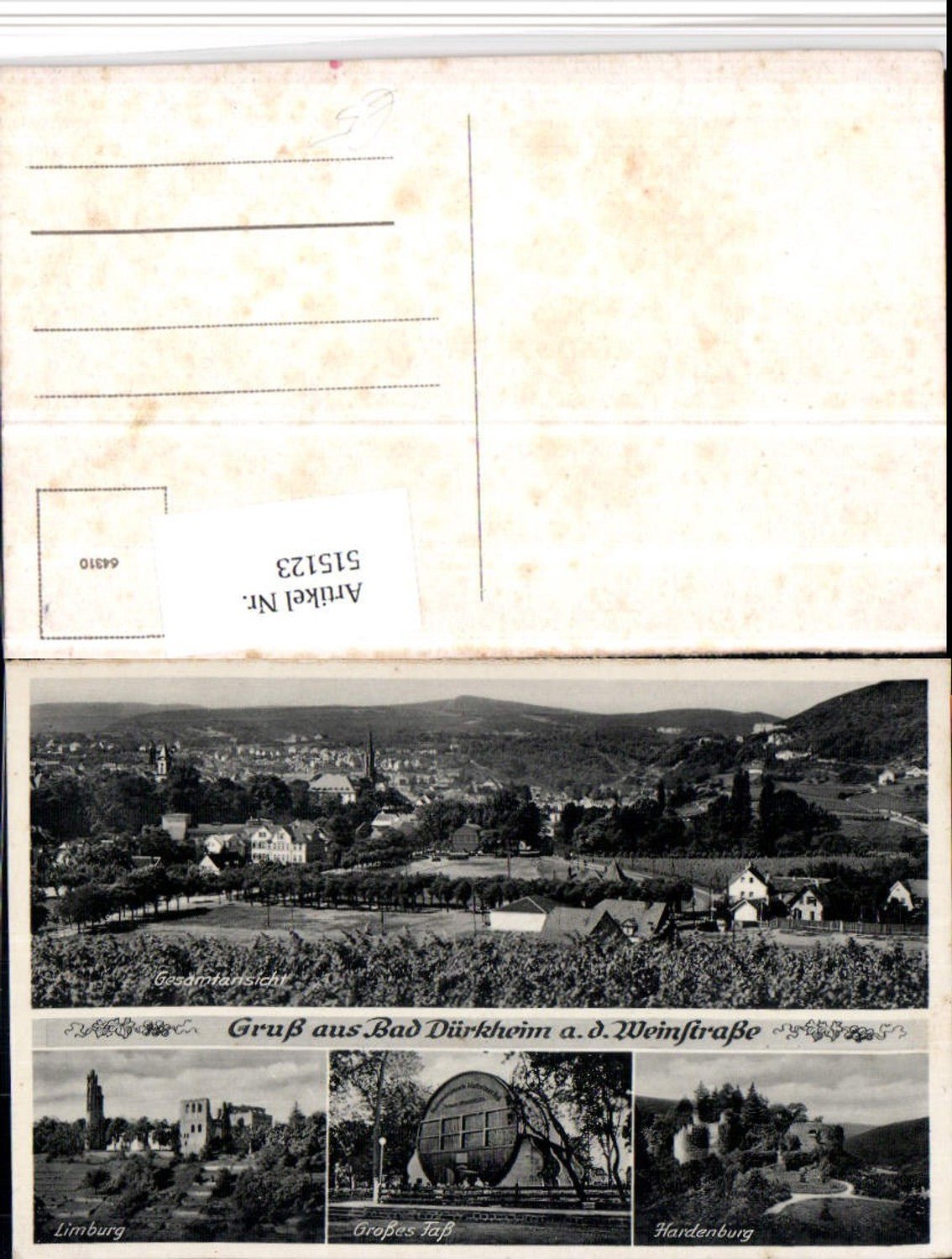 515123,Bad Dürkheim an d. Weinstraße Totale Fass Limburg Mehrbildkarte