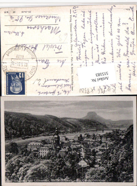 515183,Sächsische Schweiz Bad Schandau Totale m. Lilienstein vom Fahrstuhl