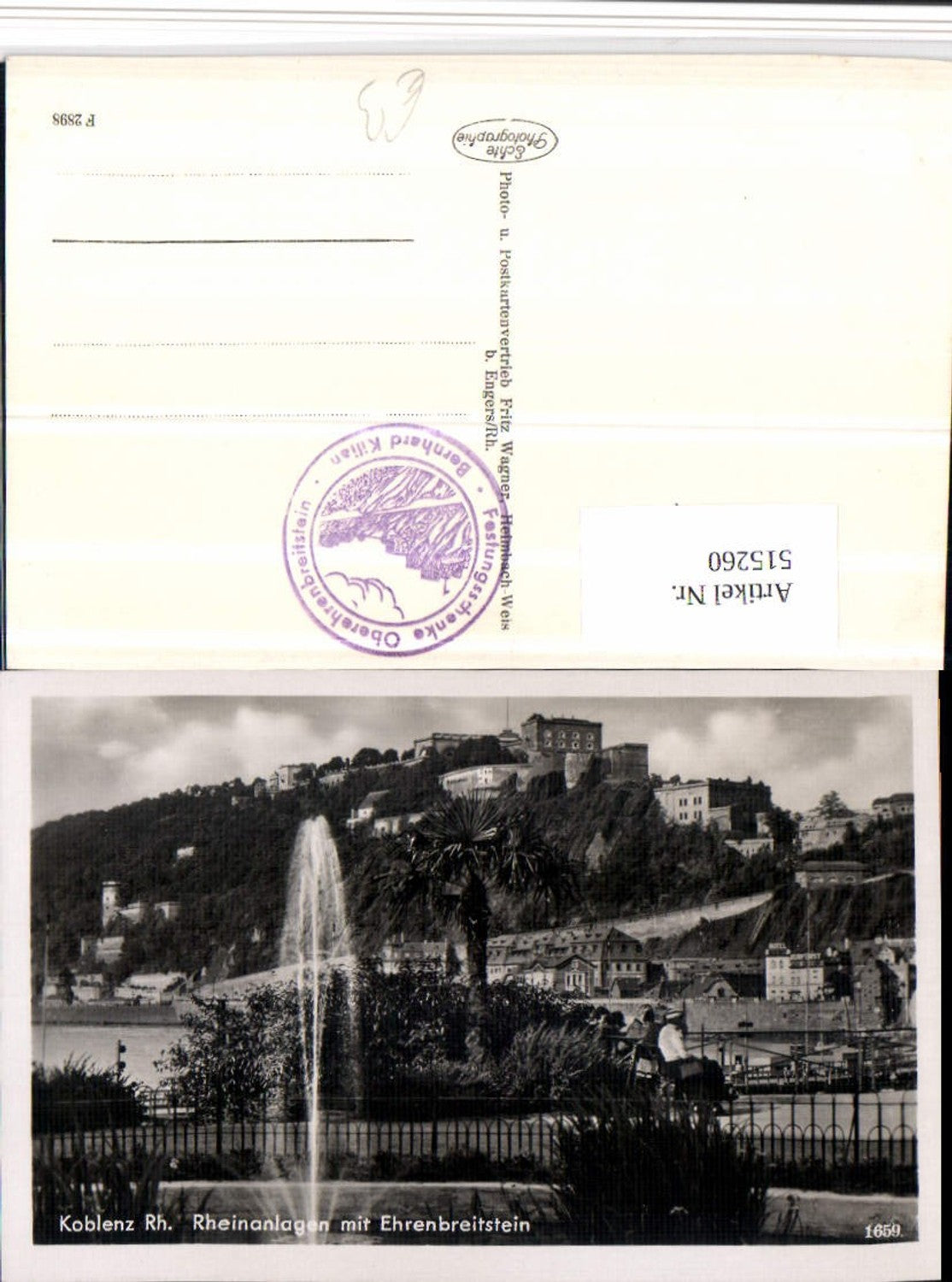 515260,Koblenz am Rhein Rheinanlagen m. Festung Ehrenbreitstein