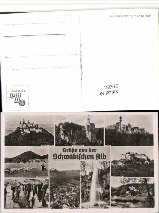 515281, Swabian Alb Urach Waterfall Cave Rossberg Castles Multi-view map