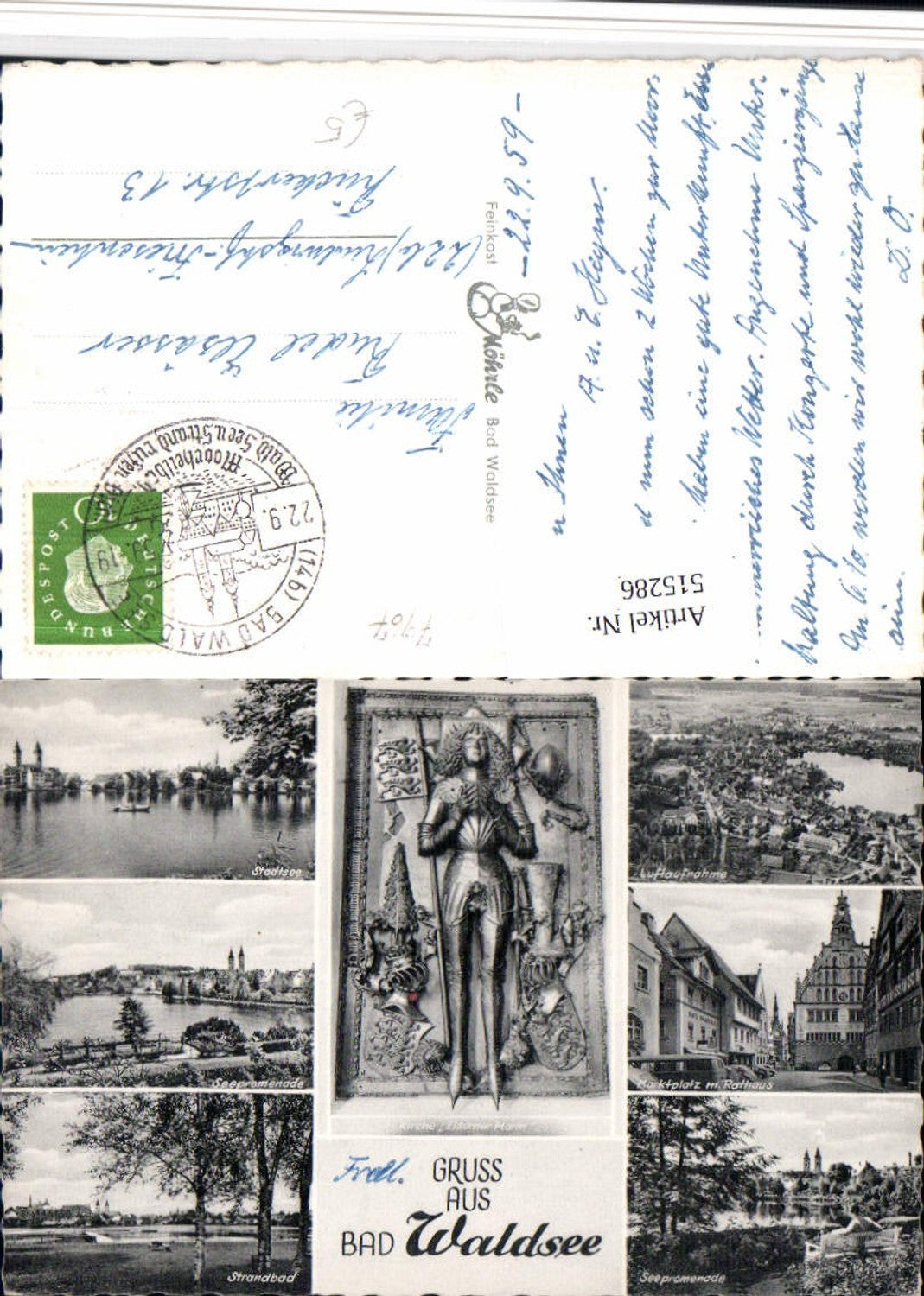 515286,Bad Waldsee Totale Marktplatz Rathaus Strandbad Mehrbildkarte