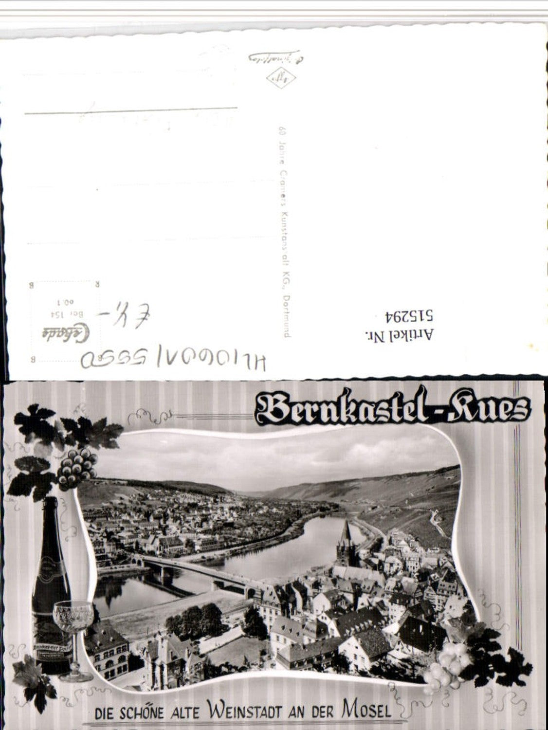 515294,Bernkastel-Kues Totale Passepartout Fotomontage Wein