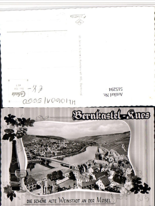 515294,Bernkastel-Kues Totale Passepartout Fotomontage Wein