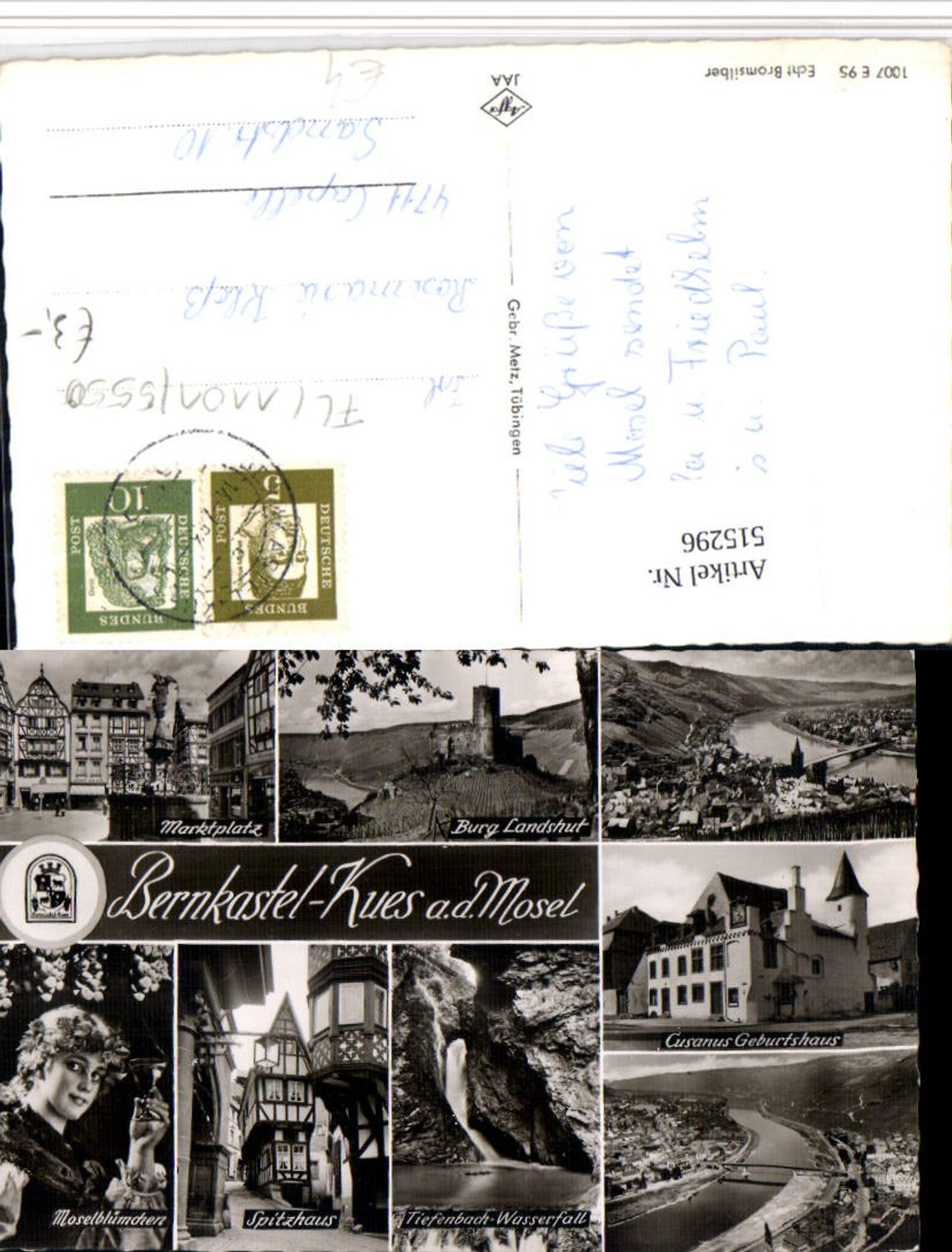 515296,Bernkastel-Kues an d. Mosel Totale Marktplatz Burg Wein Mehrbildkarte