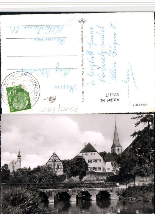 515317,Neckarelz b. Mosbach Teilansicht Kirche Brücke