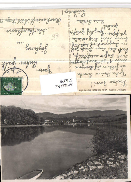 515325,Kloster Metten vom Donauufer Fluss
