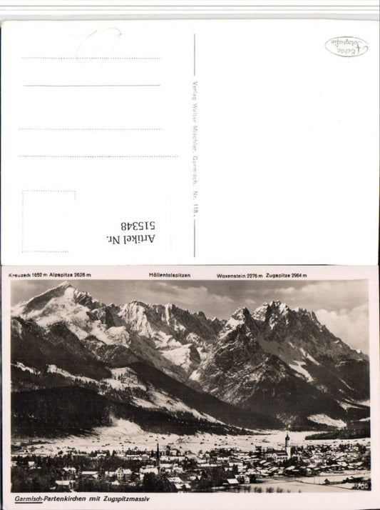 515348,Garmisch-Partenkirchen Totale m. Zugspitze Bergkulisse Winterbild