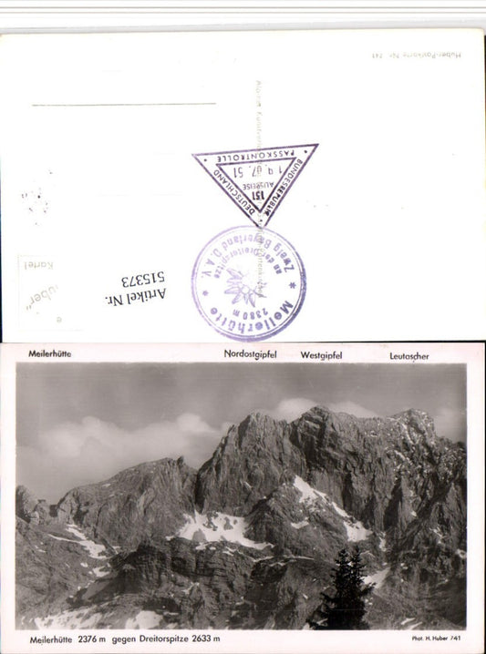 515373,Meilerhütte b. Garmisch geg. Dreitorspitze Bergkulisse pub H. Huber 741