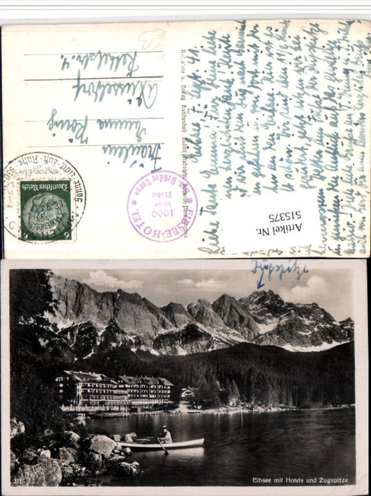 515375,Eibsee See b. Grainau m. Hotel u. Zugspitze Bergkulisse