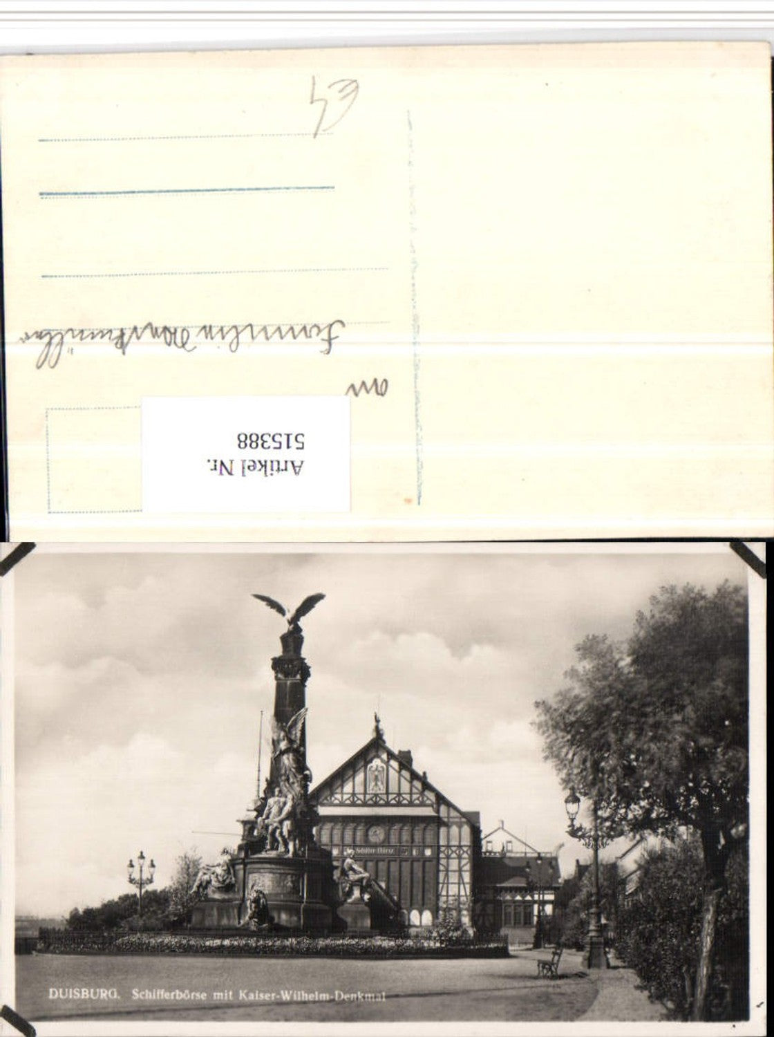 515388,Duisburg Schifferbörse m. Kaiser-Wilhelm-Denkmal