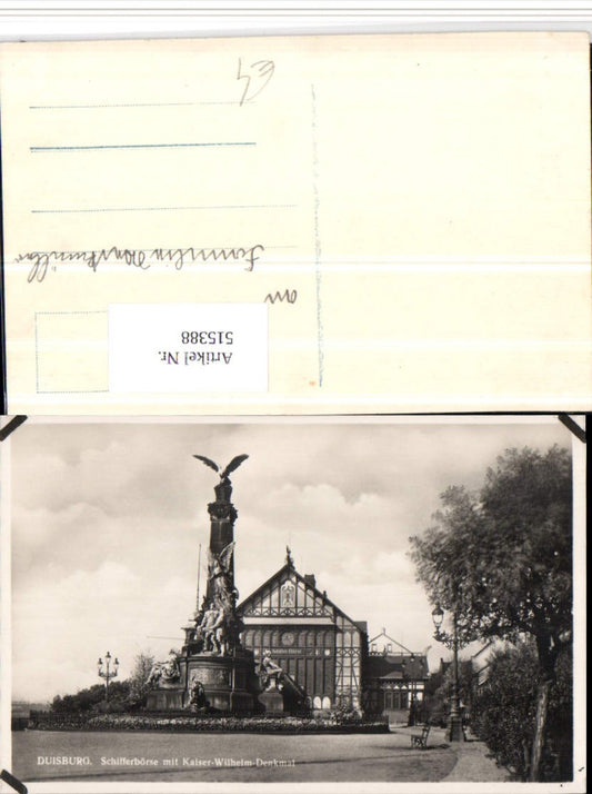 515388,Duisburg Schifferbörse m. Kaiser-Wilhelm-Denkmal