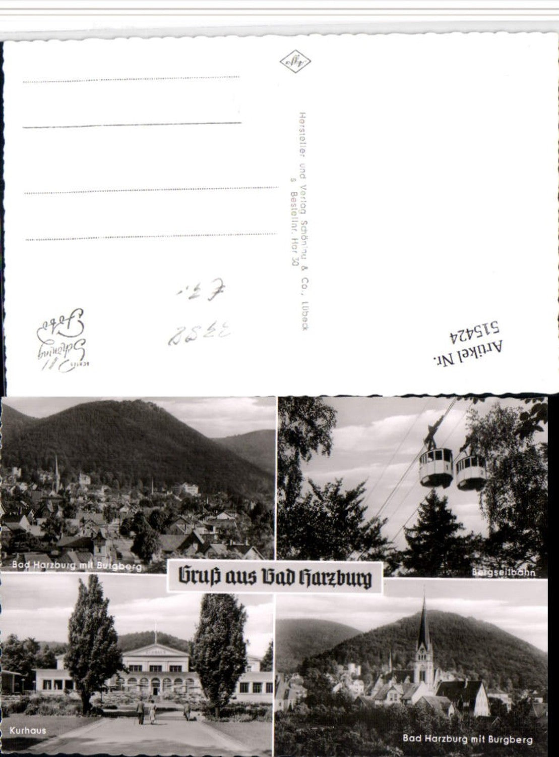 515424,Bad Harzburg Totale Seilbahn Kirche Kurhaus Mehrbildkarte