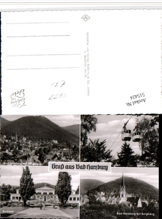515424,Bad Harzburg Totale Seilbahn Kirche Kurhaus Mehrbildkarte
