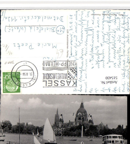 515430,Hannover Maschsee See Segelboote Boote Rathaus