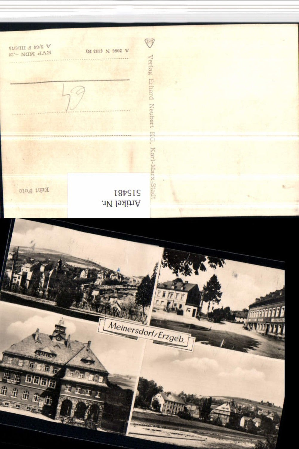 515481,Meinersdorf im Erzgebirge b. Burkhardtsdorf Teilansicht Rathaus Mehrbildkarte
