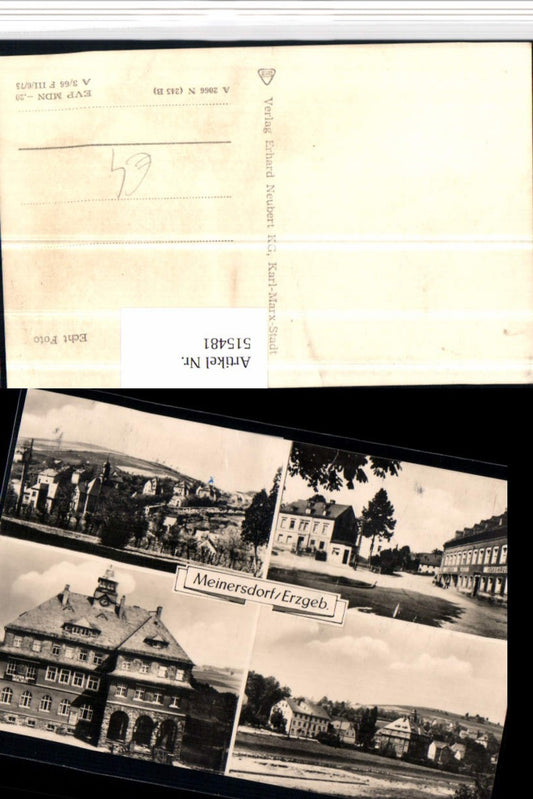 515481,Meinersdorf im Erzgebirge b. Burkhardtsdorf Teilansicht Rathaus Mehrbildkarte